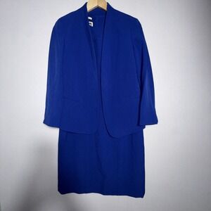 Anne‎ Klein Women's Executive Collection Blue 2 Piece Blazer And Dress Set Sz 2